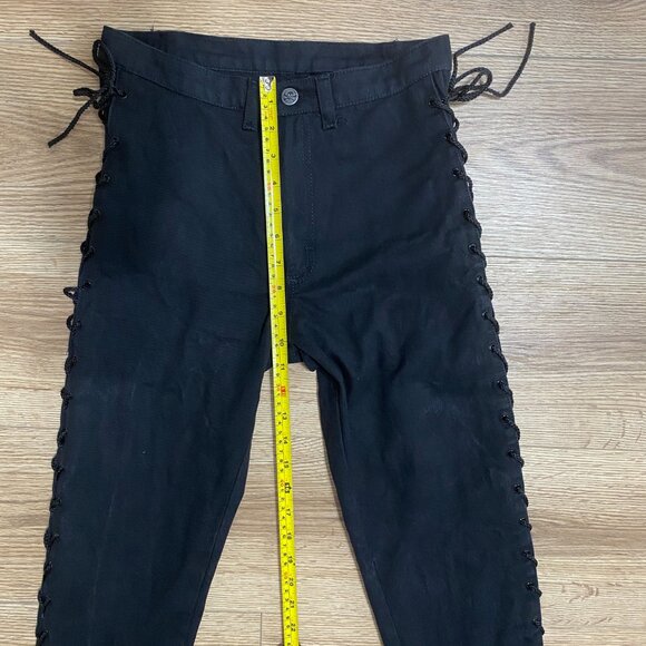 Vintage 1980's, Lip Service LA, Black, Side Lace Rocker Jeans, size 28 - Picture 4 of 12